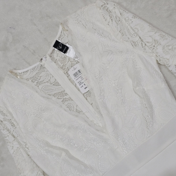 Windsor ✦ White Lace Drop Waist Dress ✦ Long Sleeve Bodycon Lined S NWT - Picture 11 of 17